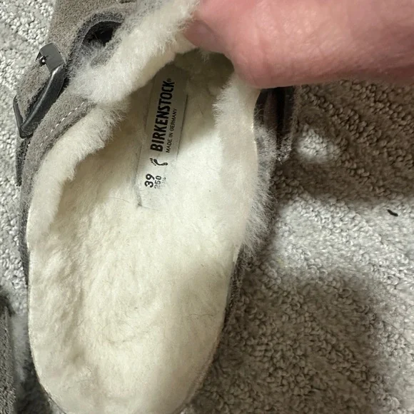 Birkenstock Shearling Boston Suede Leather Clogs - Picture 5 of 6